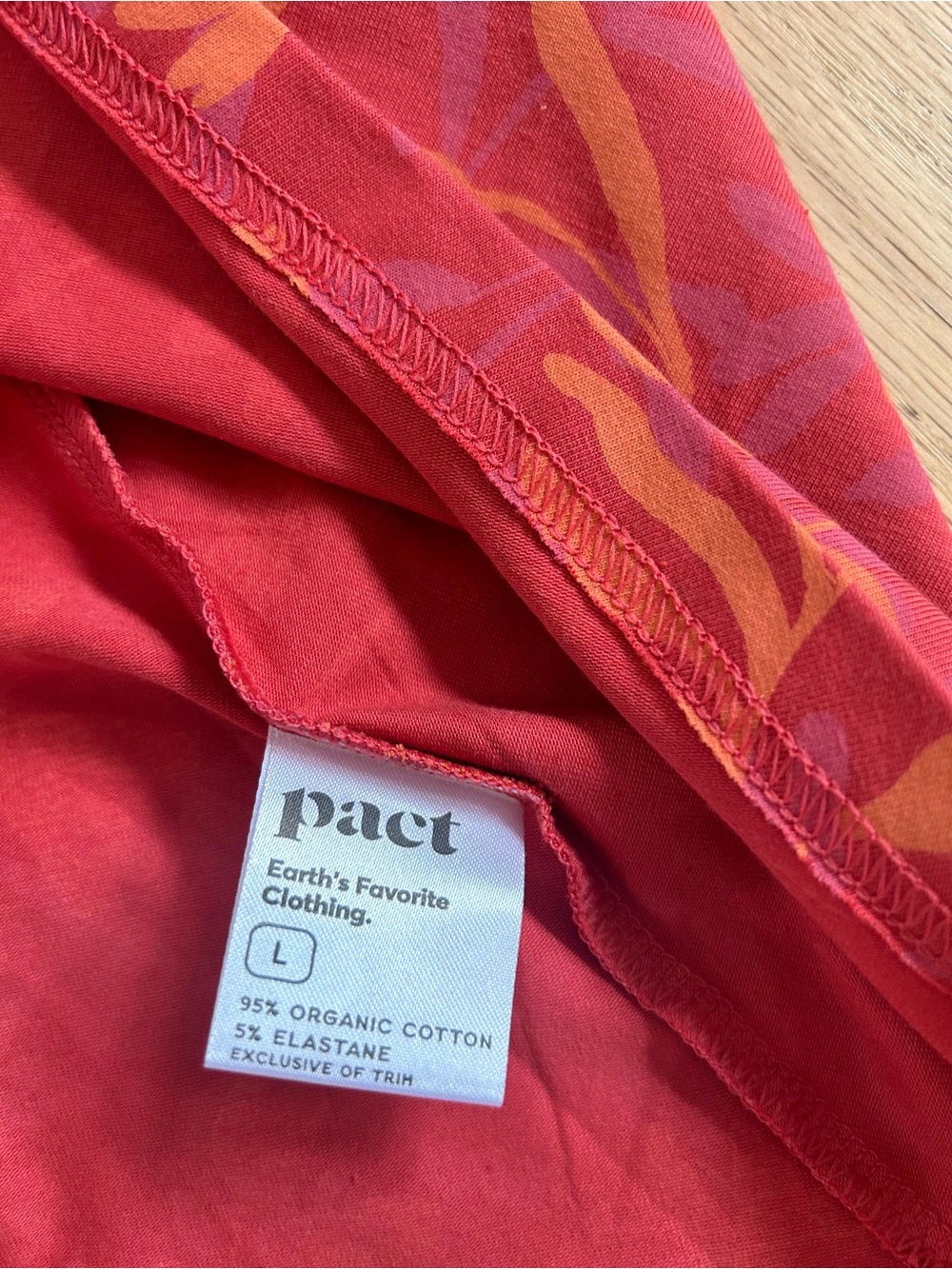 PACT fit and flare y-back midi dress red floral organic cotton size L - Picture 7 of 10